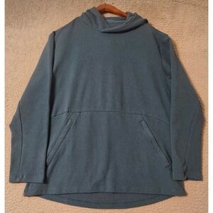 Bearbottom Mens Waffle Roam Hoodie Blue Teal Pullover Large Long Sleeve Textured
